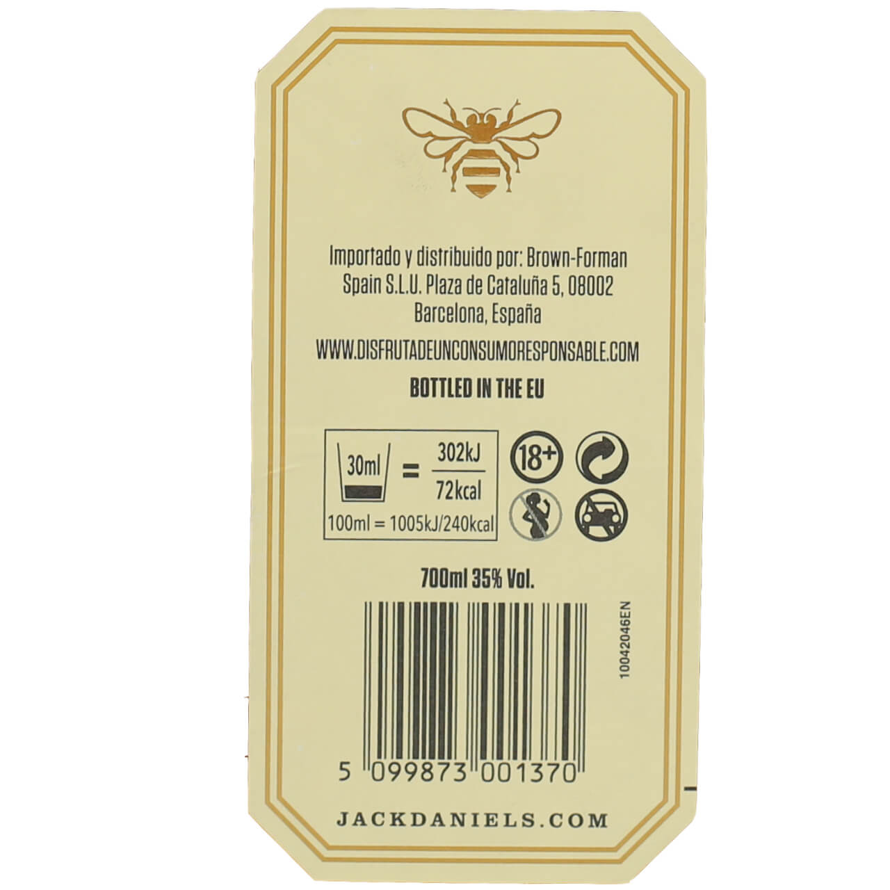 Whisky JACK DANIEL'S TENNESSEE HONEY 70 cl