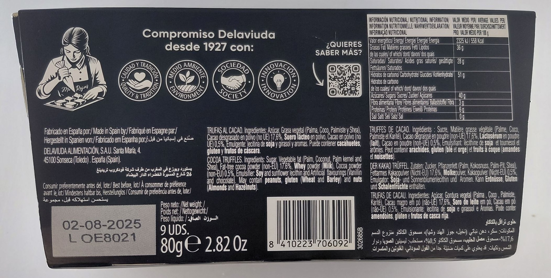 Trufas de Chocolate 80 g DELAVIUDA
