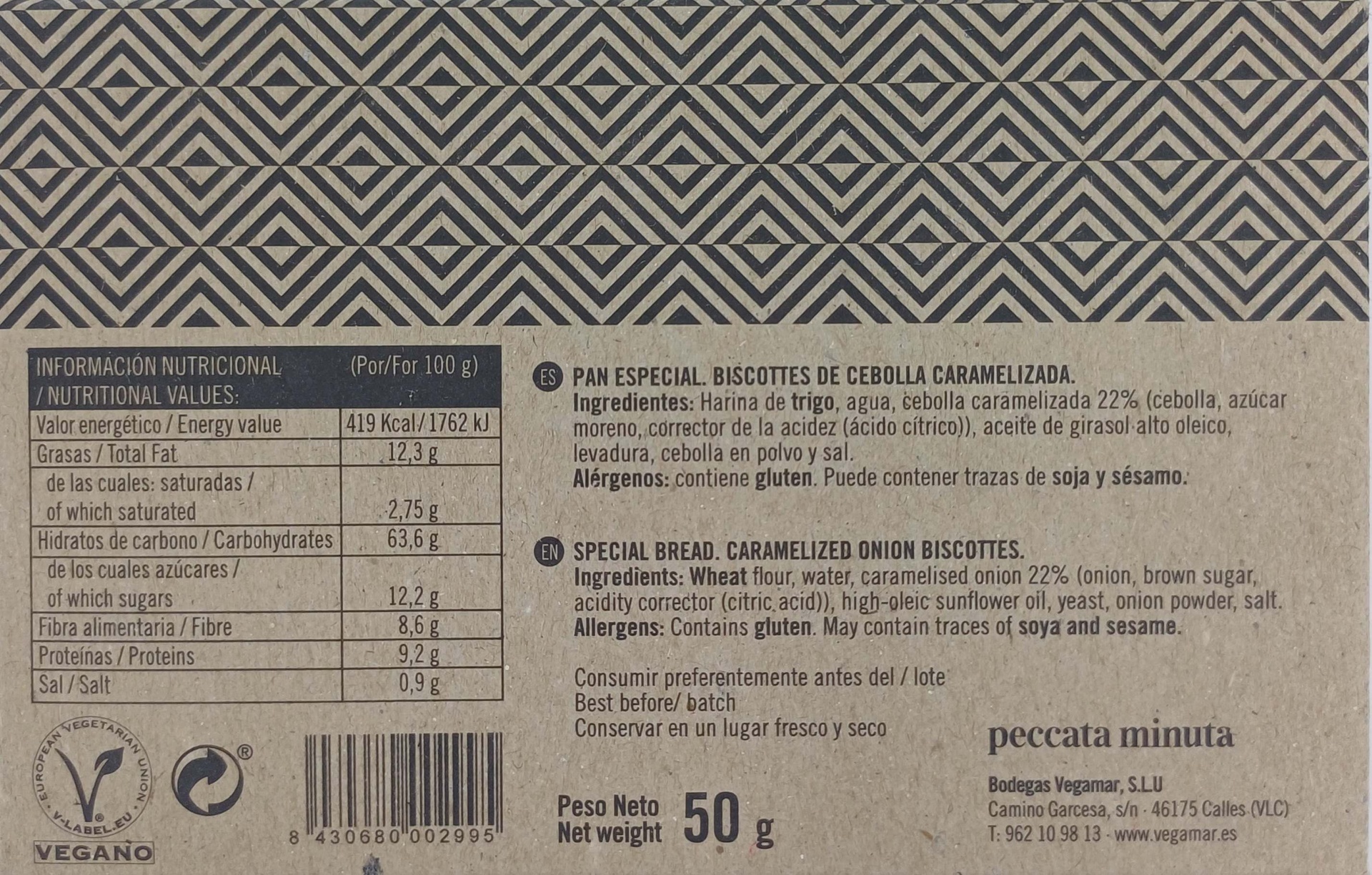 Estuche Biscottes de Cebolla Caramelizada 50 g PECCATA MINUTA