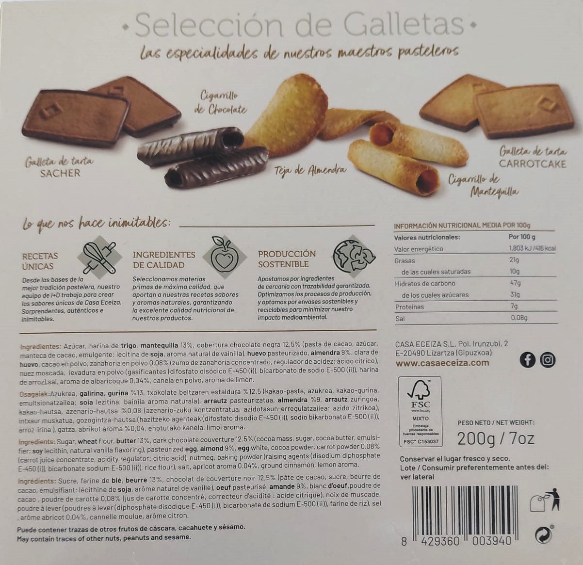Surtido Galletas Artesanas 200 g CASA ECEIZA