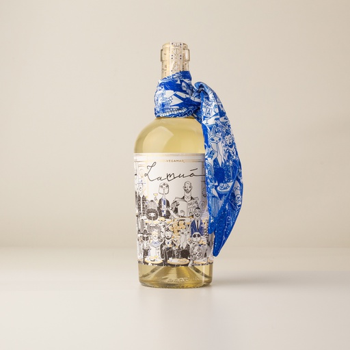 [2BSBLPA] Botella Vino Blanco Sauvignon Blanc LAMUÀ de VEGAMAR con Pañuelo