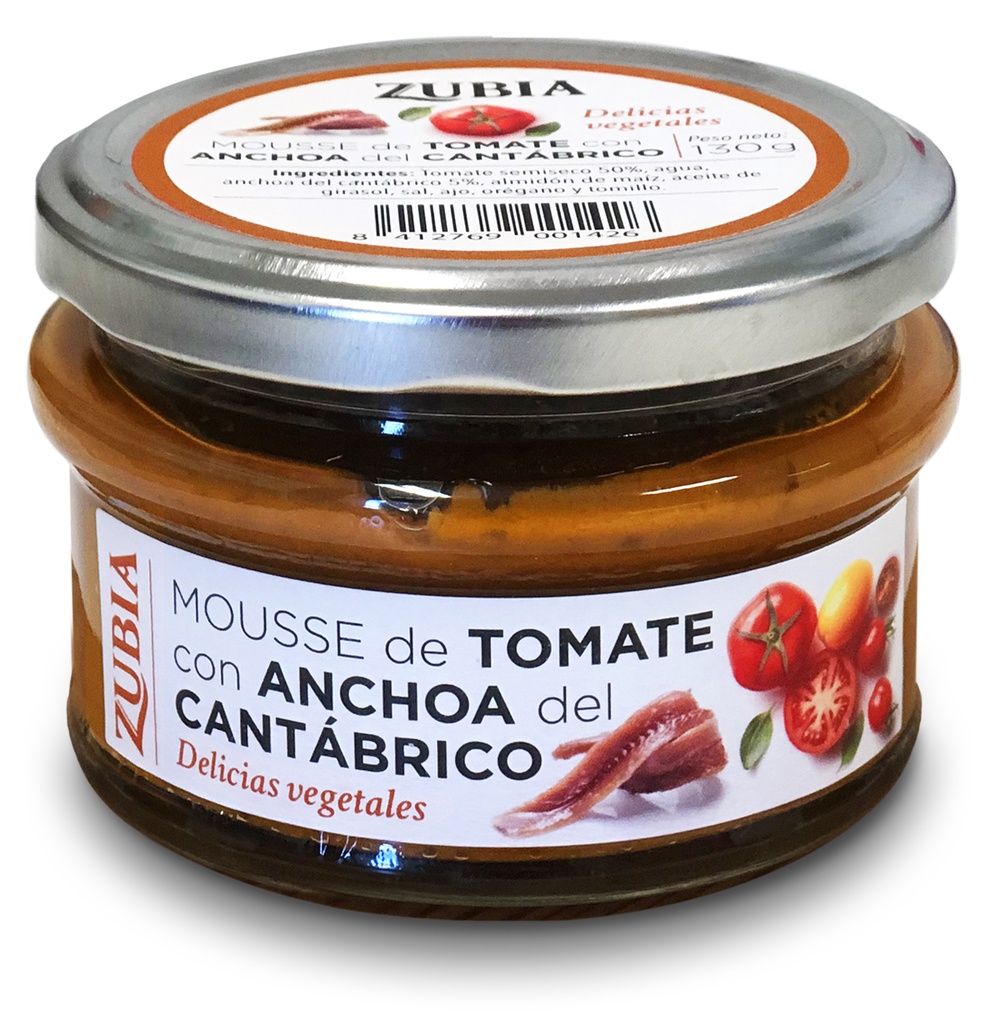 Tarro Mousse de Tomate con Anchoa del Cantábrico 130 g ZUBIA