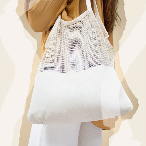 [BAM] Bolso Algodón y Malla Beige